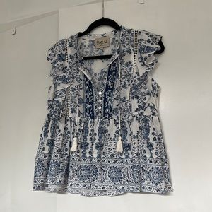 Sea Sleeveless Print Top